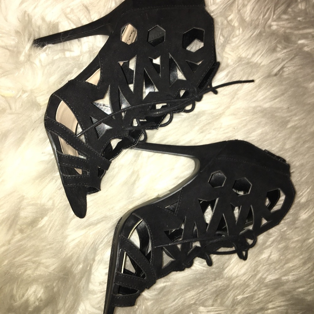 Black Caged Heels